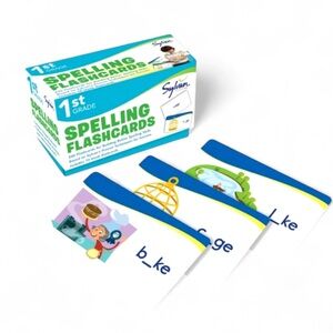 Sylvan Learning 1st Grade Spelling Flashcards - Blue and White